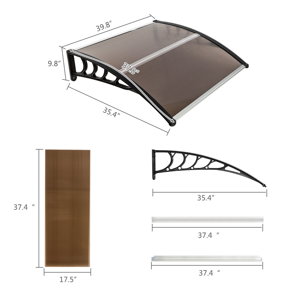 HT-100 x 96cm Household Application Door & Window Rain Cover Eaves Brown Board & Black Holder