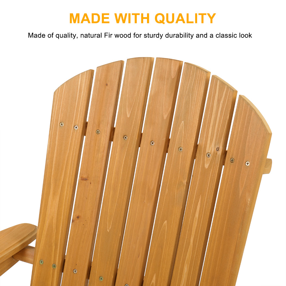 Folding Wooden Adirondack Lounger Chair with Natural Finish