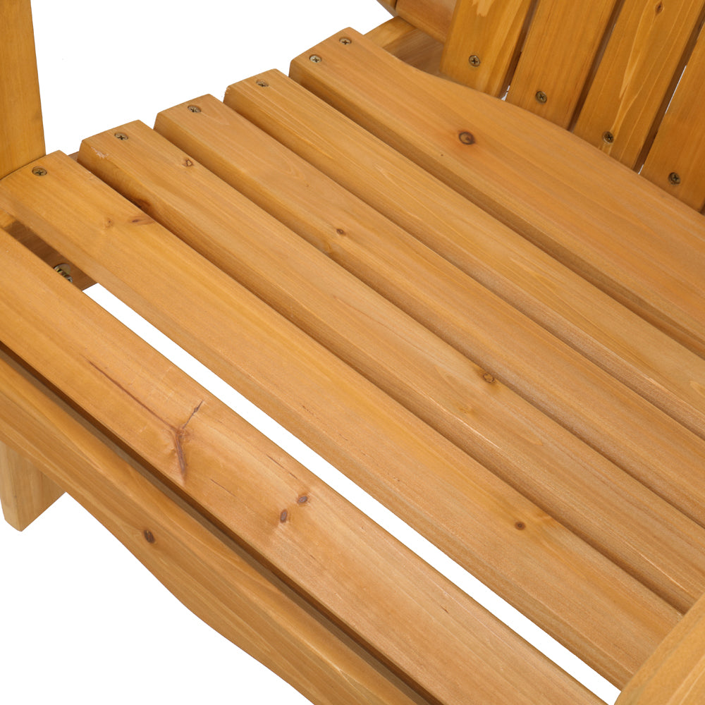Folding Wooden Adirondack Lounger Chair with Natural Finish