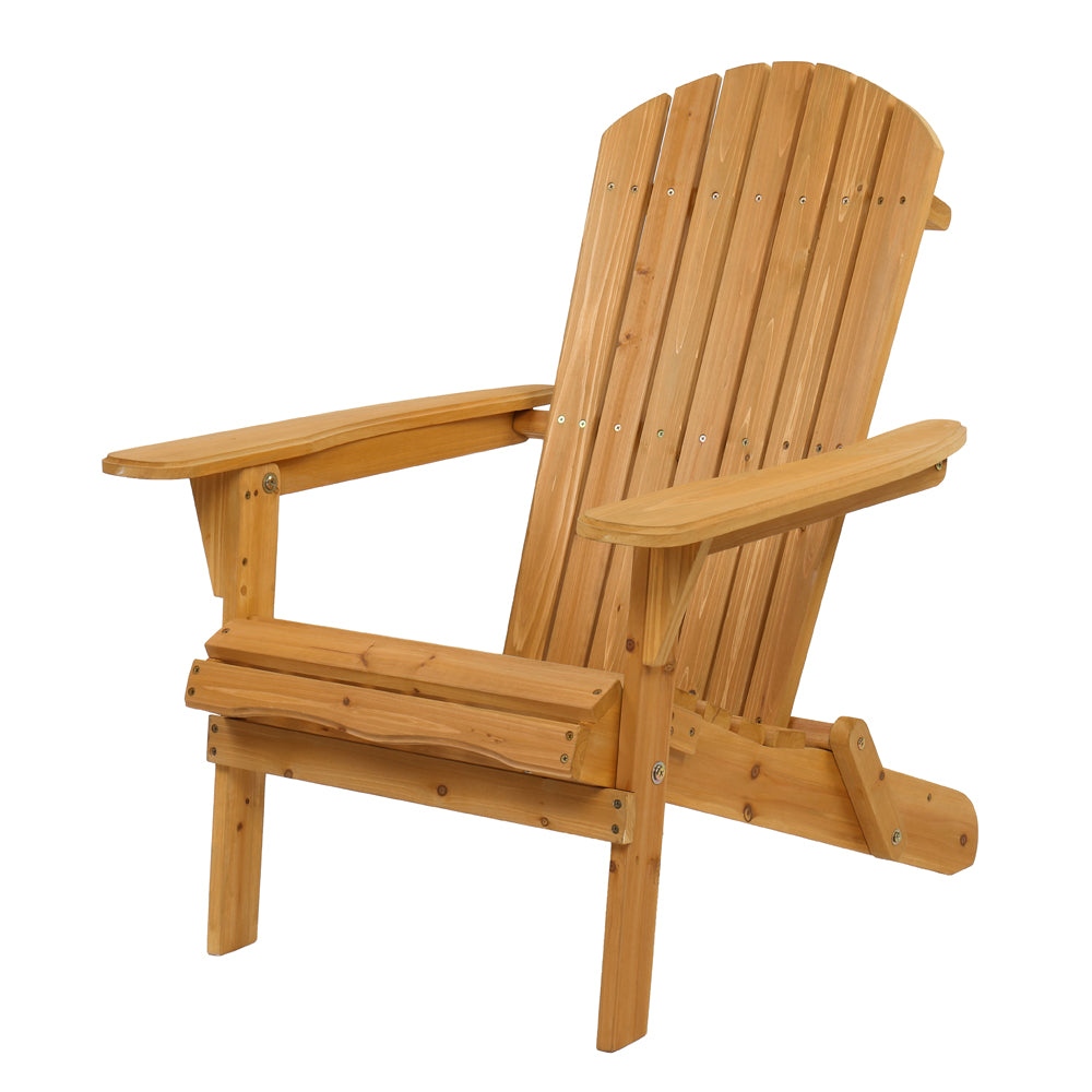 Folding Wooden Adirondack Lounger Chair with Natural Finish