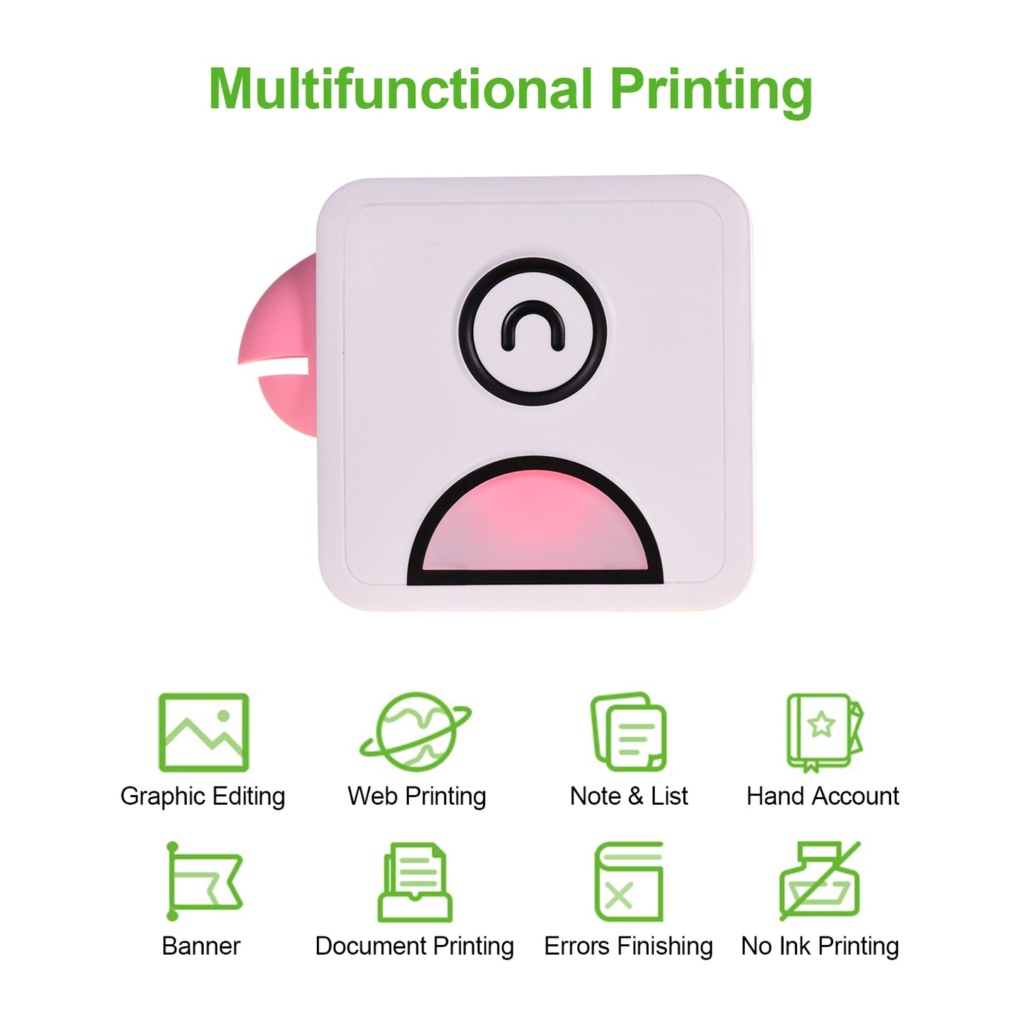 Wireless Mobile Printer 203DPI Bluetooth Connection for Journal Crafts Travel Photos for Mobile Phone with 1 Roll Paper 57*30mm Pink