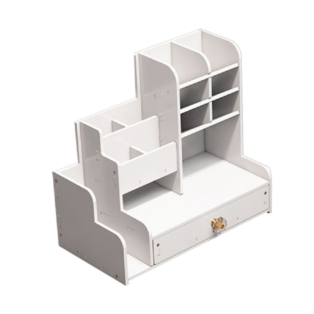 White desktop stationery organizer with drawers for home, office and school file organizer