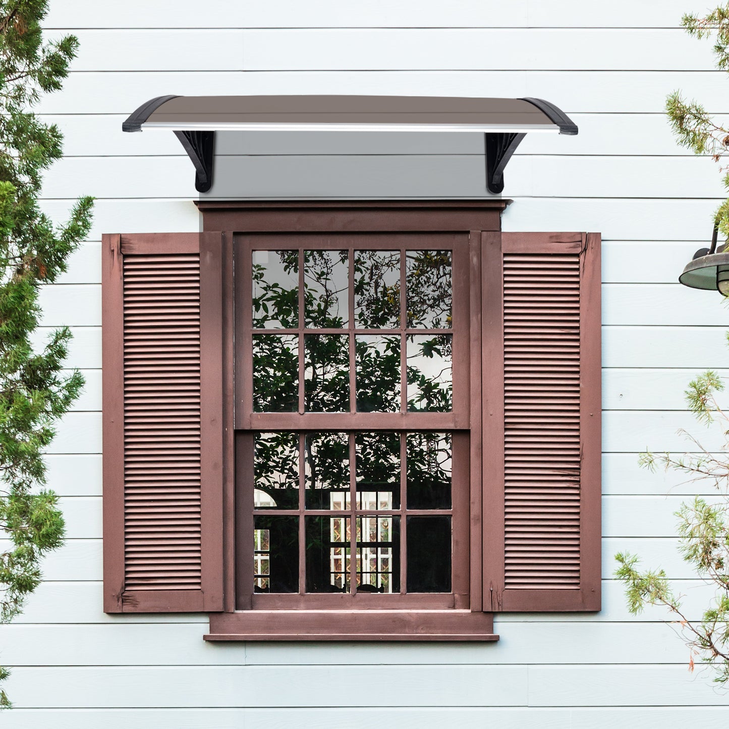 HT-100 x 96cm Household Application Door & Window Rain Cover Eaves Brown Board & Black Holder