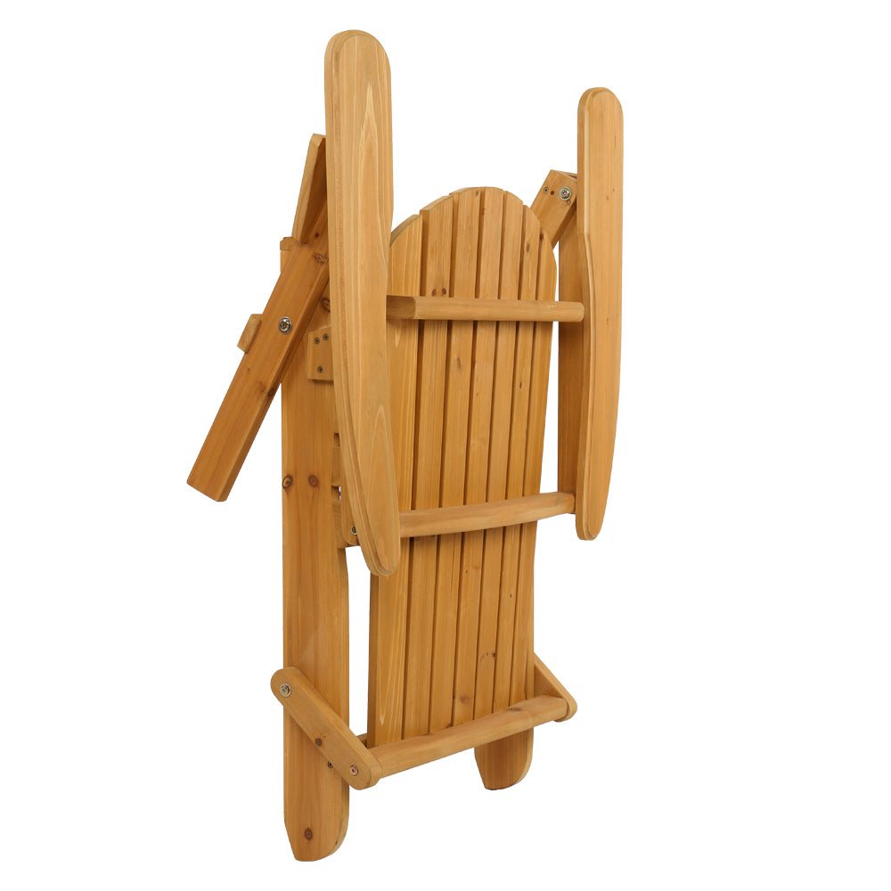Folding Wooden Adirondack Lounger Chair with Natural Finish