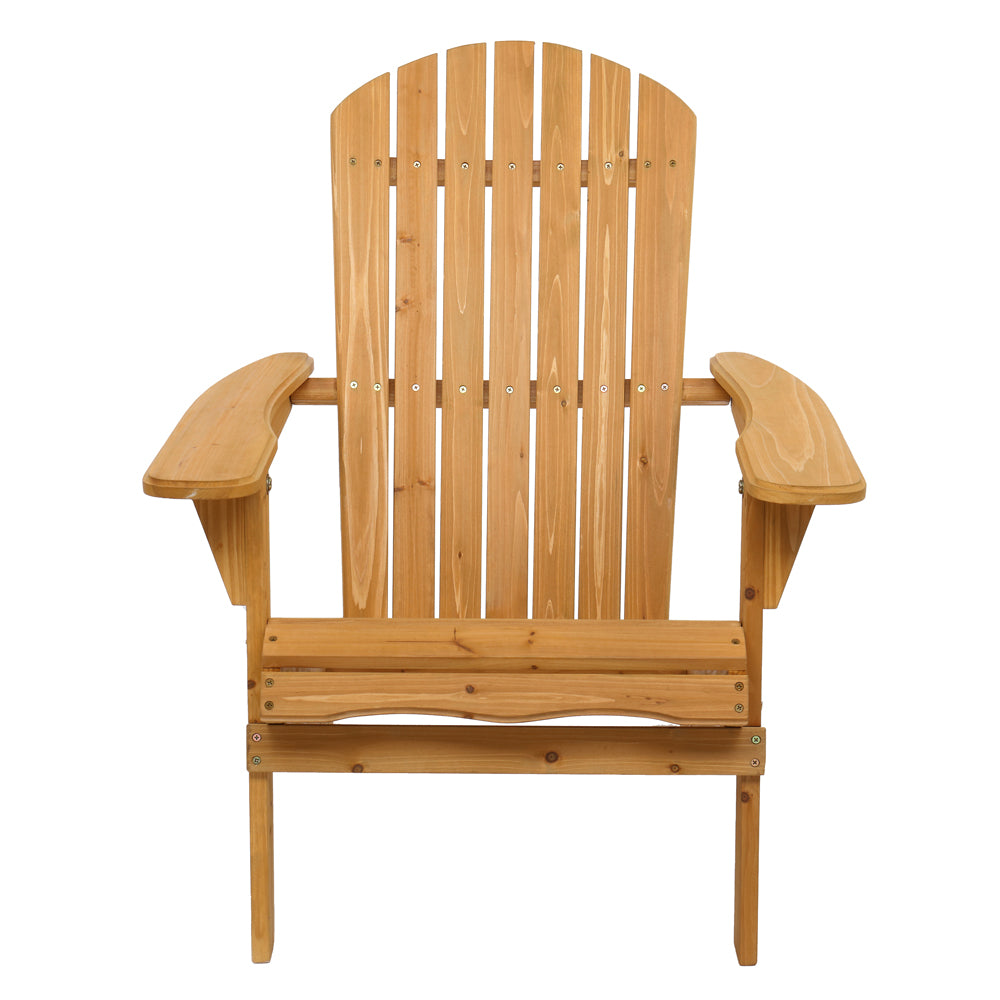 Folding Wooden Adirondack Lounger Chair with Natural Finish