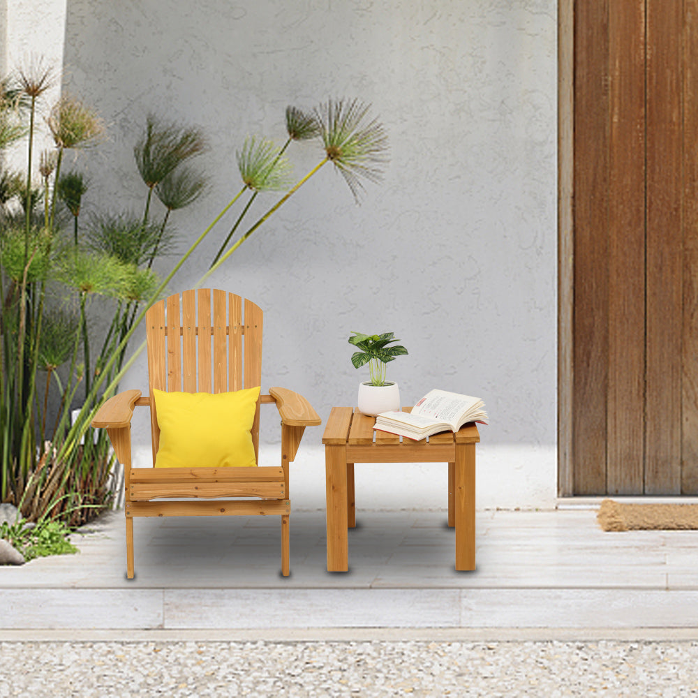 Folding Wooden Adirondack Lounger Chair with Natural Finish