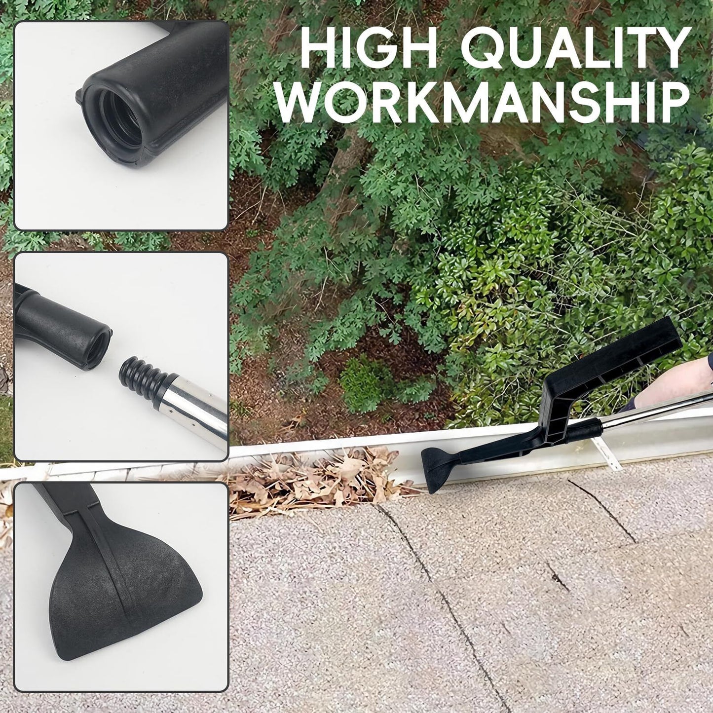 Roof Leaf Cleaner Gutter Tool Cleaning Spoon Scoop Behind Skylights with Pole