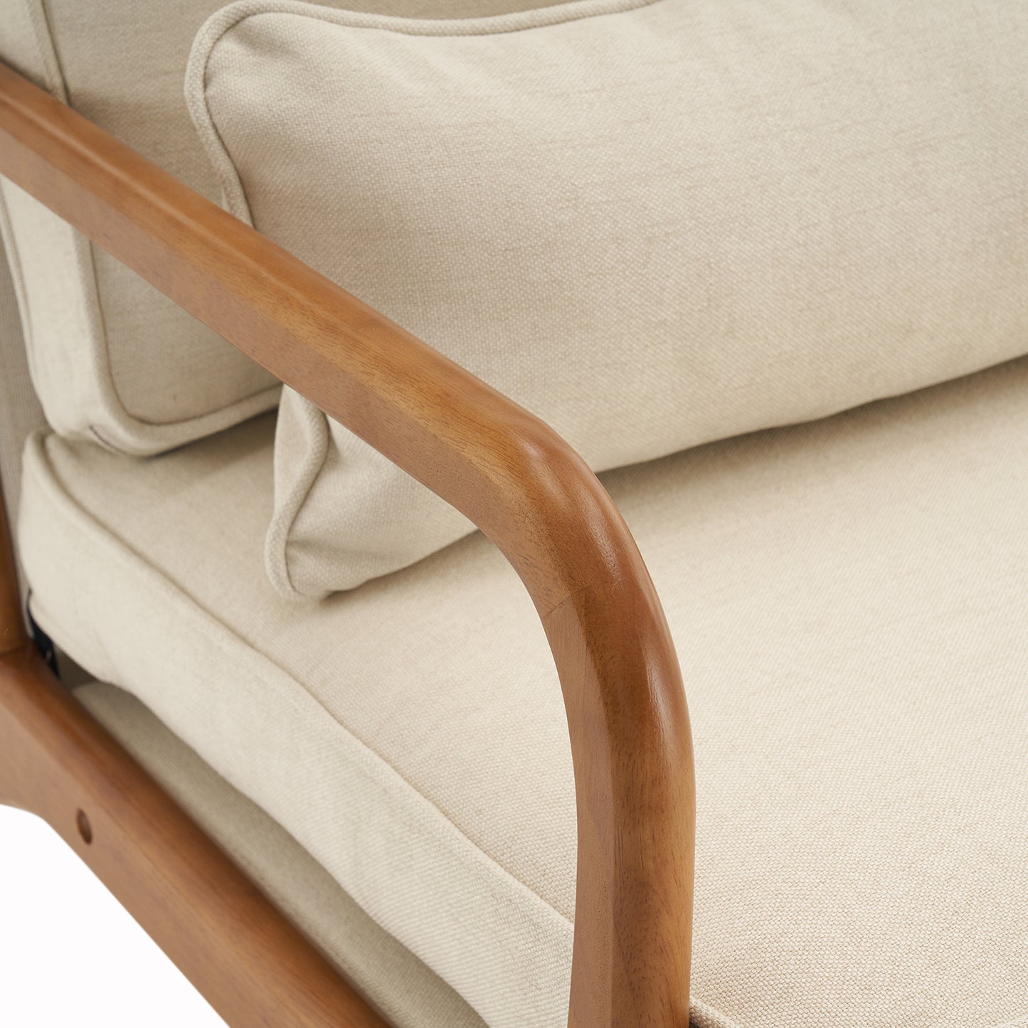 Oak Armrest Oak Upholstered Single Lounge Chair Indoor Lounge Chair Off-White