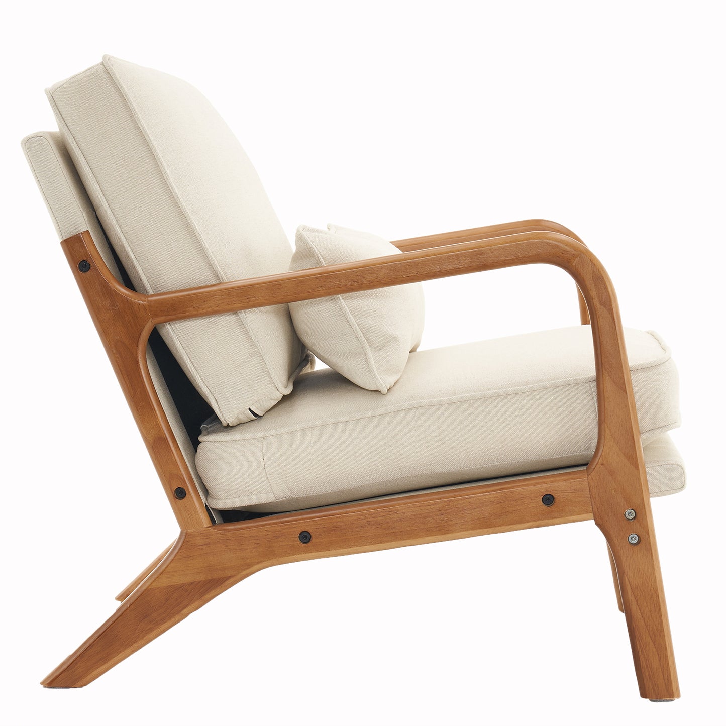 Oak Armrest Oak Upholstered Single Lounge Chair Indoor Lounge Chair Off-White