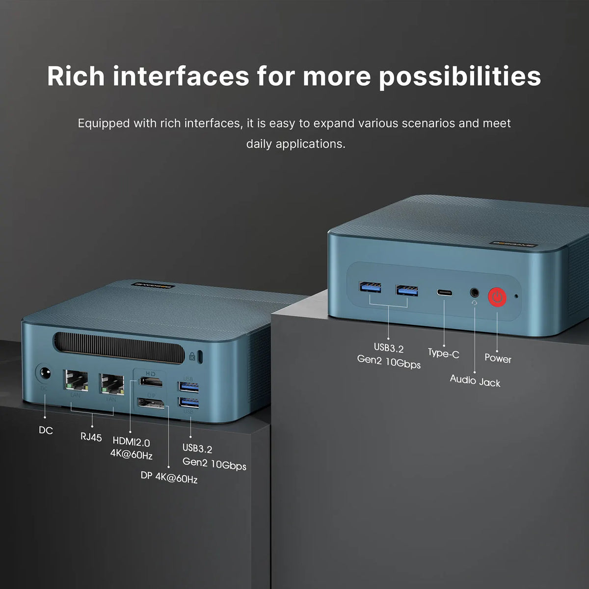 BOSGAME P2 Lite Mini PC 12th Intel I5-12600H (12C/20T 4.5GHz) DDR4 PCIe SSD for HDMI DP Type- c Wi-Fi6E RJ45 Dual LAN DDP to US