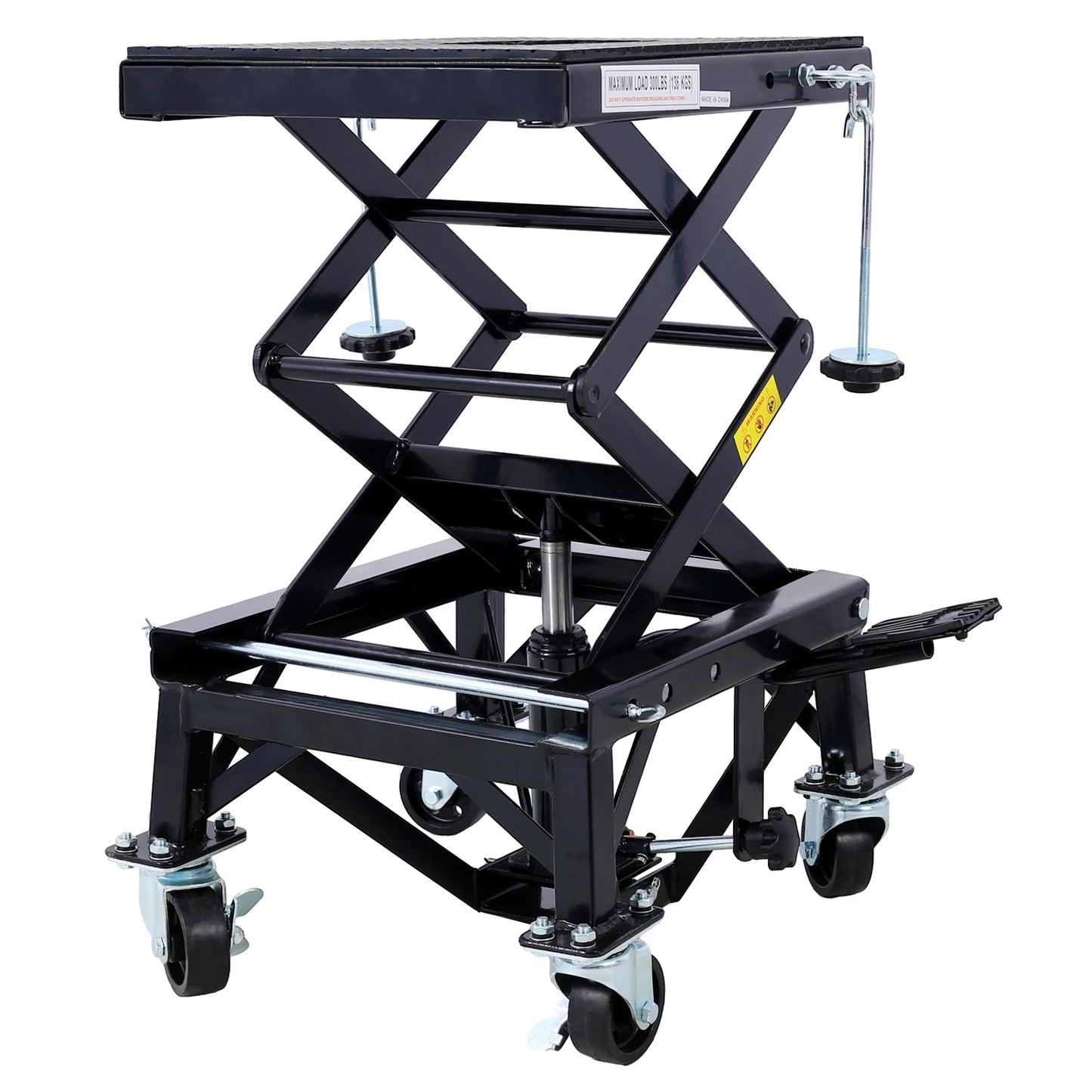 300 lbs Hydraulic Lift Jack Heavy Duty Motorcycle Lift Jack Table Scissor Lift Stand Operated ATV Dirt Bike Scissor Stand