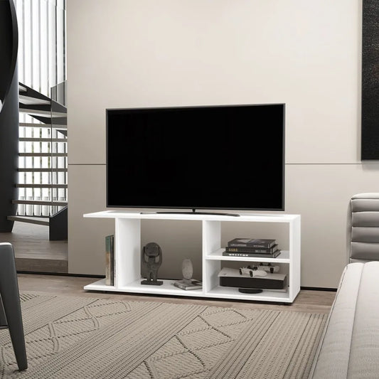 Tubac TV Rack in Melamine with Open Storage White