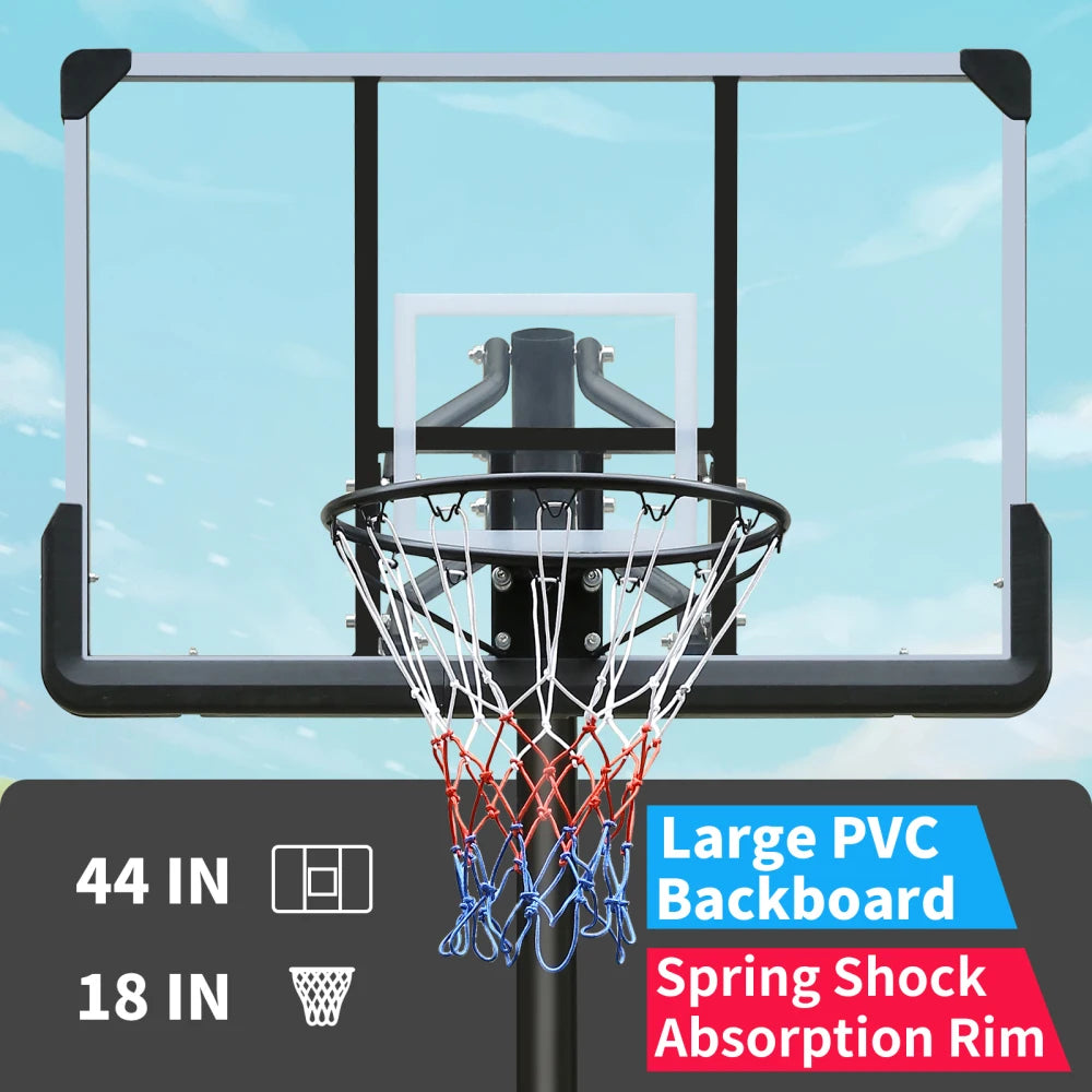 Use for Outdoor Height Adjustable 7.5 To 10ft Basketball Hoop 44 Inch Backboard Portable Basketball Goal System with Stable Base