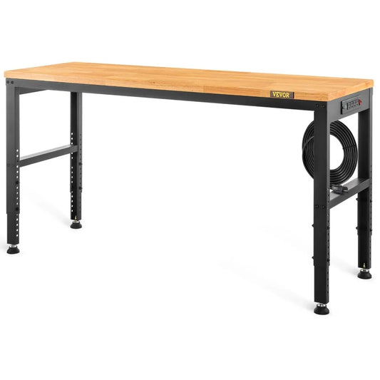 Workbench Adjustable Height 48 L X 20 W X 38.1 H Garage Table w 28.3 38.1 Heights 2000 LBS Load Capacity with Power Outlets Ha