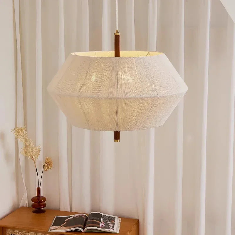 Wabi Sabi Hemp Rope Rattan Led Pendant Light For Living Room Dining Room Bar Hotel Wood Chandelier Hanging Lamp Fixture Lustre