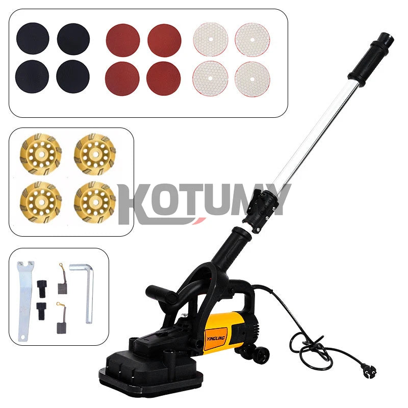 Multifunctional Four Head  Cement Wall Rough Grinder Dust-free Plasterer with Extension Rod Walls Concrete Floors Polish Tool