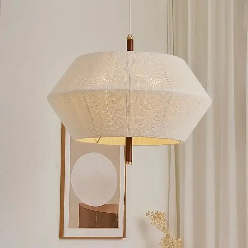 Wabi Sabi Hemp Rope Rattan Led Pendant Light For Living Room Dining Room Bar Hotel Wood Chandelier Hanging Lamp Fixture Lustre