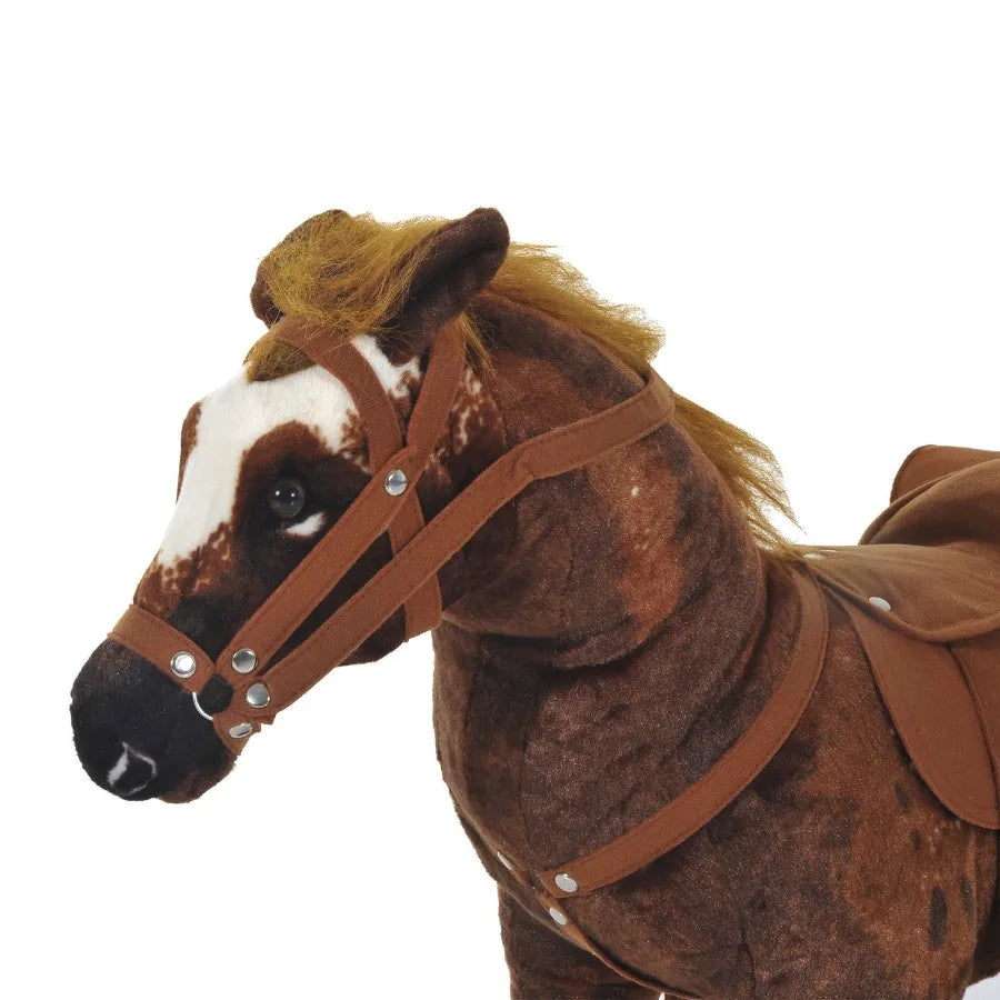 Qaba SoundMaking Ride On Horse for Toddlers 35 with Neighing and Galloping Sound Stuffed Animal Horse Toy for with Padding Soft