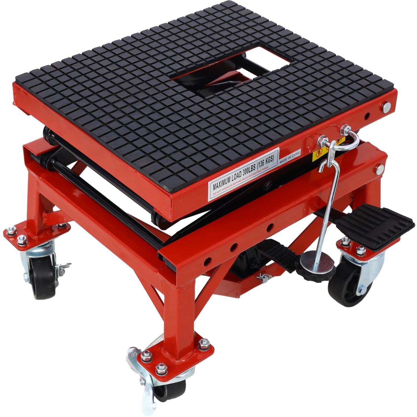 300 lbs Hydraulic Lift Jack Heavy Duty Motorcycle Lift Jack Table Scissor Lift Stand Operated ATV Dirt Bike Scissor Stand