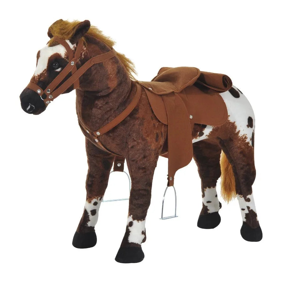 Qaba SoundMaking Ride On Horse for Toddlers 35 with Neighing and Galloping Sound Stuffed Animal Horse Toy for with Padding Soft
