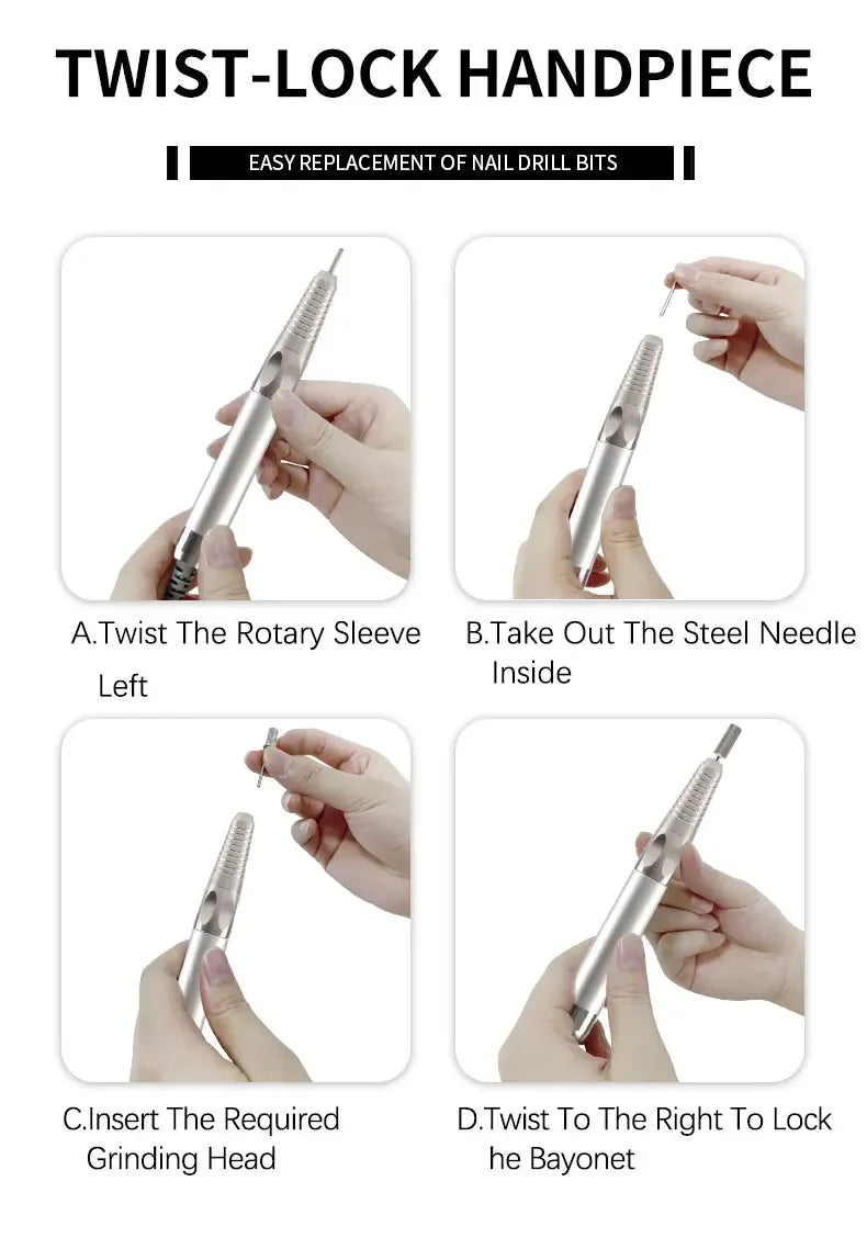 New 85W Electric Nail File 35000 RPM Cordless Professional Brushless Nail Drill Machine