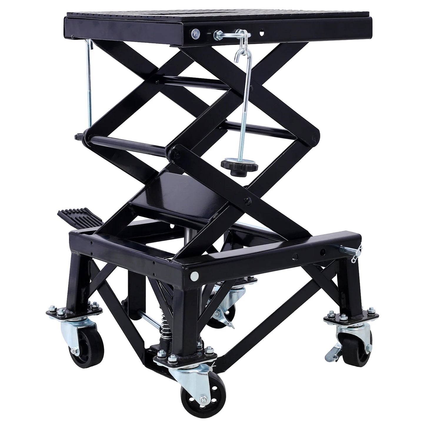 300 lbs Hydraulic Lift Jack Heavy Duty Motorcycle Lift Jack Table Scissor Lift Stand Operated ATV Dirt Bike Scissor Stand