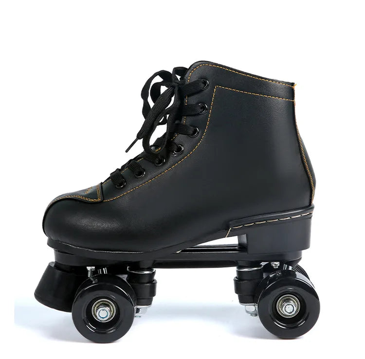 Roller Skates Shoes 4 Wheels Flash Wheel Microfiber Leather & PU Rubber Adult Men Women Unisex Sliding Quad Training Shoes 36-45
