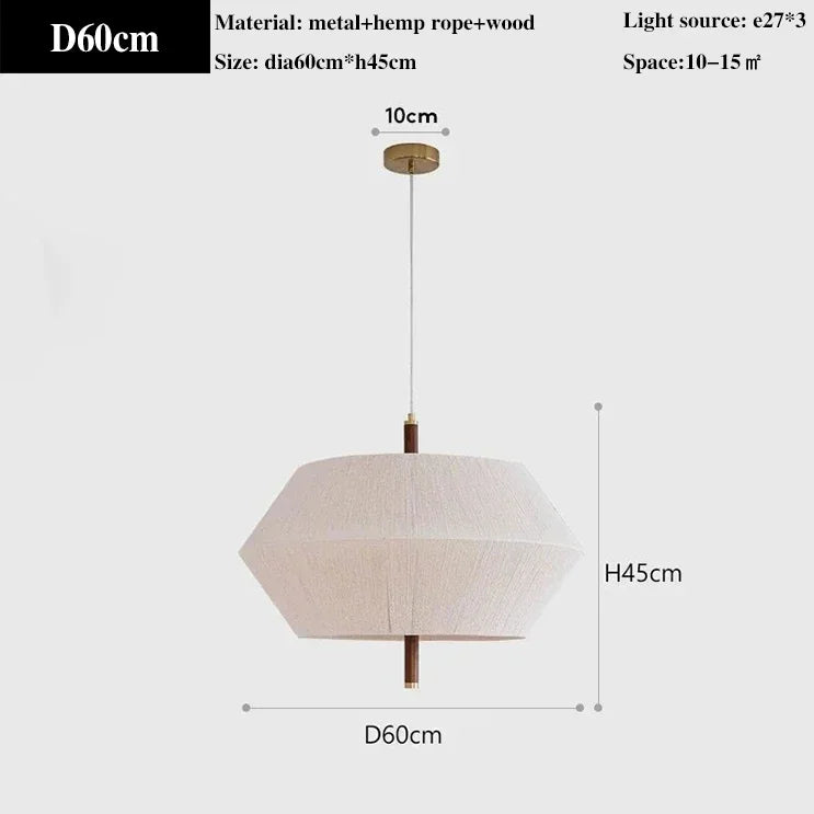 Wabi Sabi Hemp Rope Rattan Led Pendant Light For Living Room Dining Room Bar Hotel Wood Chandelier Hanging Lamp Fixture Lustre