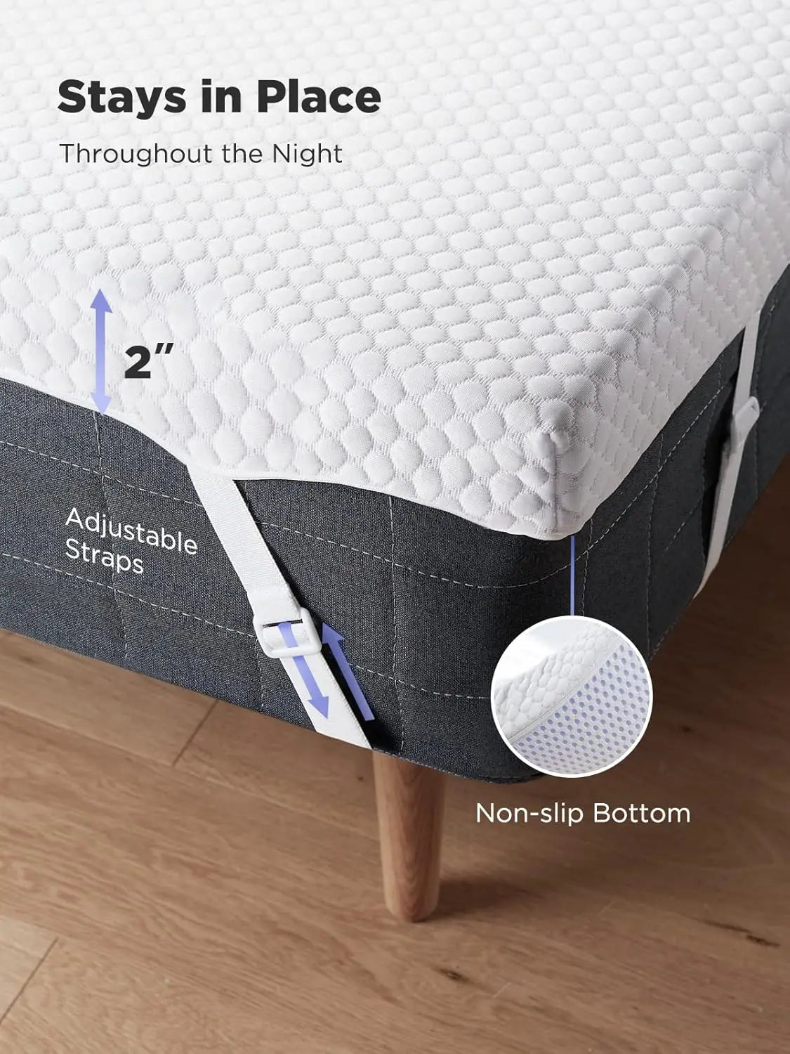 2/3/4 Inch Gel Memory Foam Mattress Topper for Pressure Relief, Premium Soft Mattress Topper for Cooling Sleep, Non-Slip Design