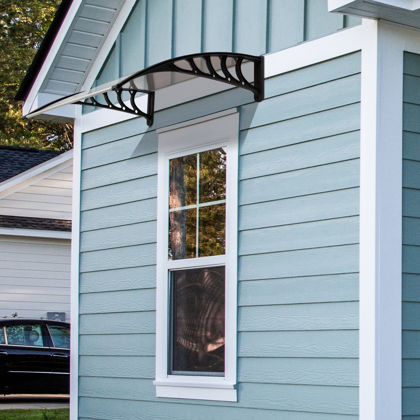 HT-100 x 96cm Household Application Door & Window Rain Cover Eaves Brown Board & Black Holder